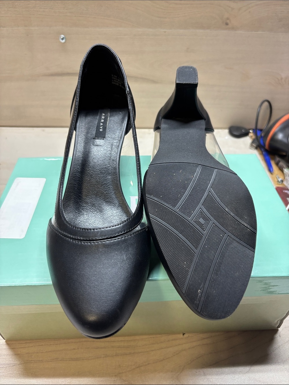 Array Black Women's Mid Block Heel Pumps #558